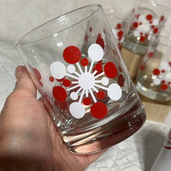 Set of 4 Crate&Barrel Atomic snowflake double old fashion glasses - Picture 3 of 8